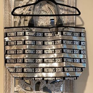 Victoria’s Secret black/silver tote bag  2 piece set-New